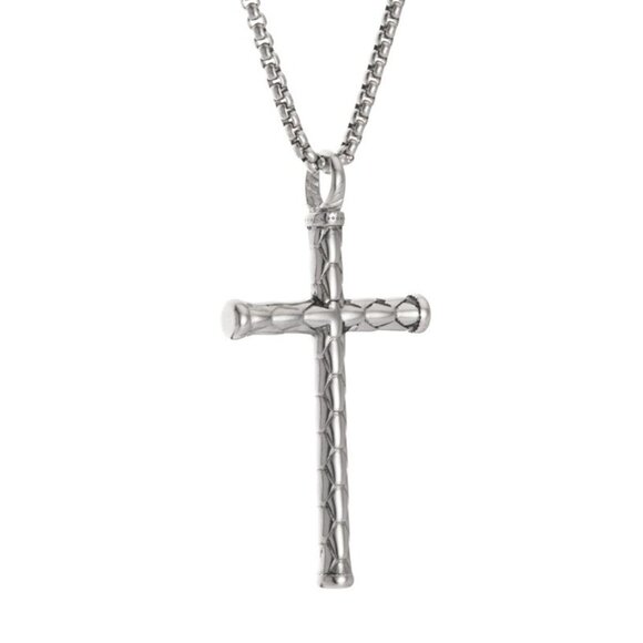 Silver Christian Rope Nail Cross Necklace Religious Pendant Faith Jewelry Gift - Picture 2 of 2